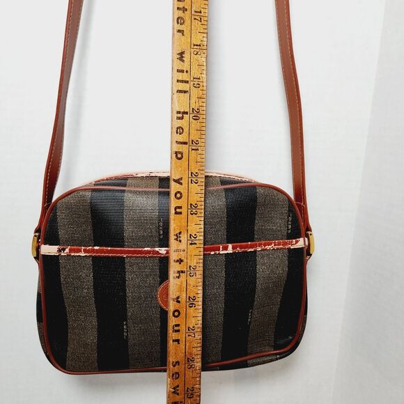 Vintage Fendi Penguin Striped Leather Shoulder Bag Multicolor Zip VTG Designer - Picture 15 of 16